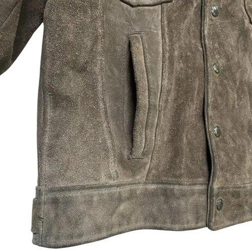 Schott NYC Vintage Brown Suede Trucker Jacket Made in USA 38 image 8