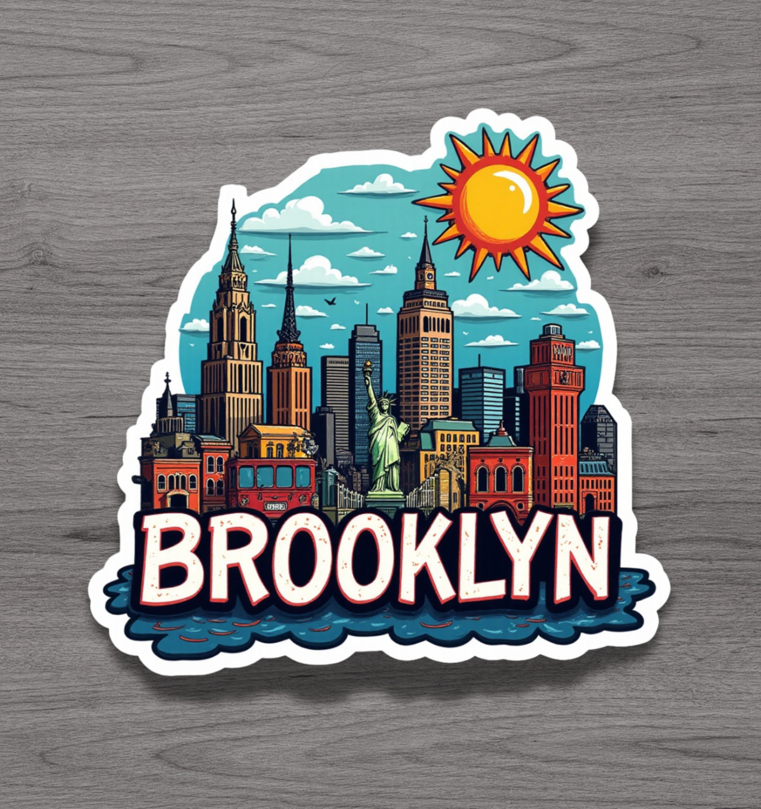 Brooklyn New York Fridge Magnet or Laptop Sticker