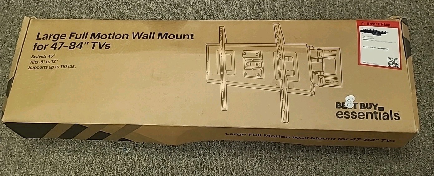 Best Buy Essentials BE-MLFM Full Motion TV Wall Mount For 47–84" TVs - Black