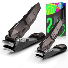 Nail Clippers Set for Men with Catcher, 2 Pack 2 Pack Black Small Large