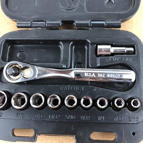 Vintage Craftsman USA 1/4" Drive Socket Set Ratchet Case 34860 3/16" To 1/2" SAE - Picture 4 of 9