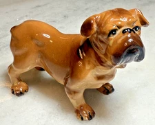 Vintage English Bulldog Dog Figurine Ceramic Porcelain Made In Japan