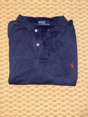 Polo Ralph Lauren Herren Größe M Navy Blau Kurzarm Logo Rot Original
