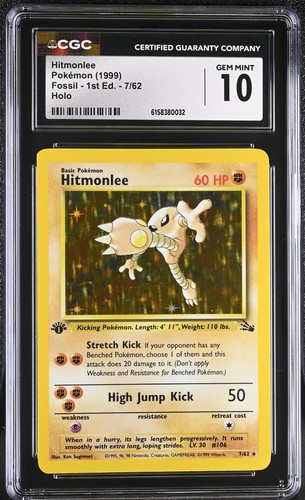 Hitmonlee (1st Edition) graded CGC 10 for sale on eBay
