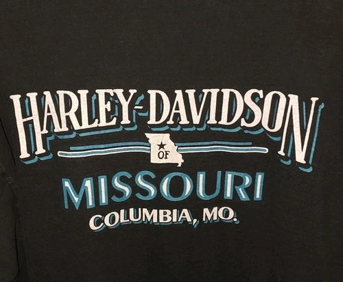 Vintage 1998 Harley Davidson Black Coulmbia Missouri Licensed Size XL Beefy-T - product listing photo