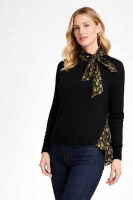 Veronica Beard Mixed Media Sweater Medium Merino Wool Silk Whimsigoth Dark Fairy