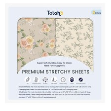 TotAha Premium Soft Pack n Play Sheets, Stretchy Jersey Knit Mini Crib, 2-Pack