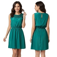 Anthropologie Annabella Dress Size S Teal Rhinestone Detail Sleeveless Pullover