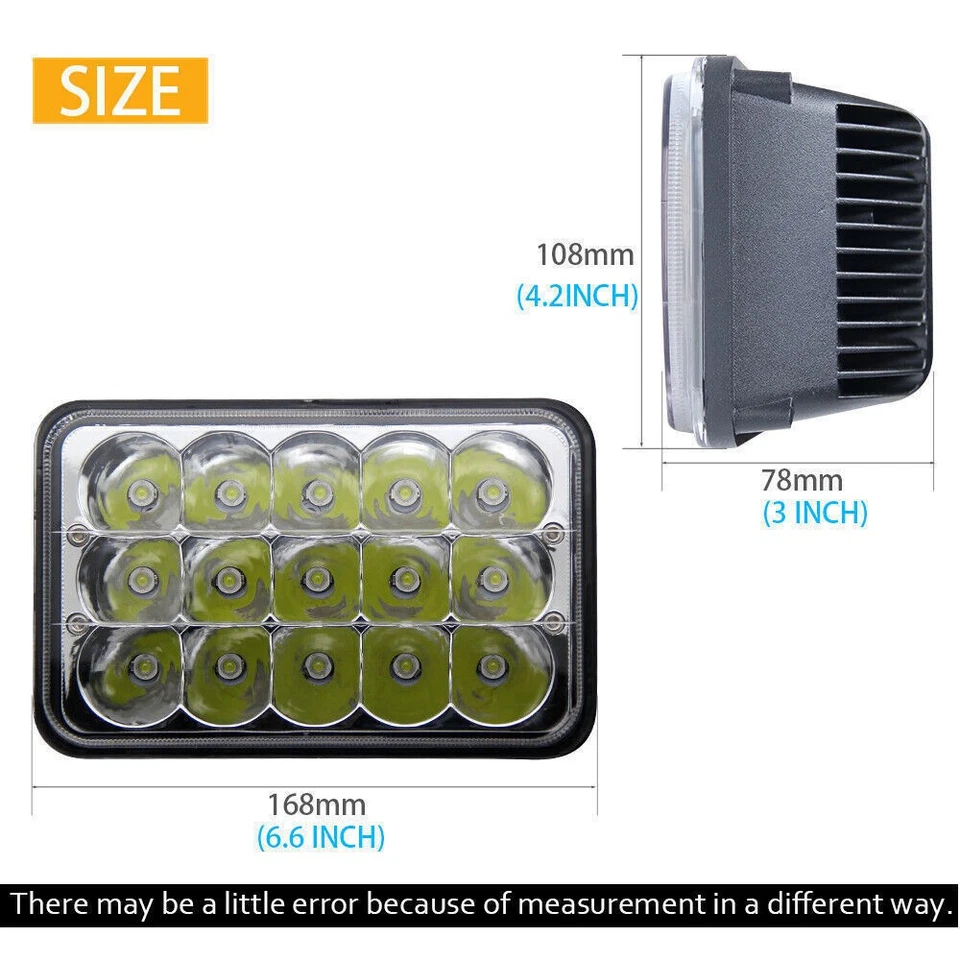 Faros LED 4x6 pulgadas haz alto y bajo aptos para Chevrolet T6500 T7500 1997-2009 T8500 Foto 3 de 4