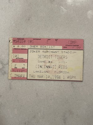 1994 Spring Training Ticket Tigers Vs Reds