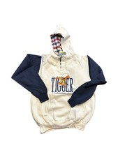 Vintage Disney Tigger Hoodie Pullover XL NWT Plaid Lined Hood Cream Navy