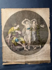 1776 Ryland Engraving After Angelica Kauffman Venus Helen Paris Hand Colored