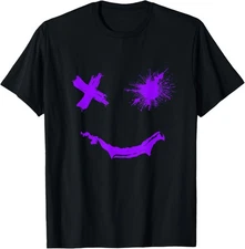 Purple Grunge Smile Purple Color Graphic T-Shirt