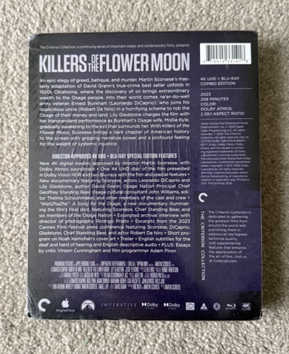 Killers of the Flower Moon 4K UHD Criterion Blu-ray NEW - FREE 1-3 Day Delivery - Picture 2 of 2