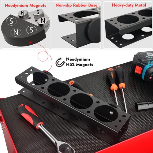 Super Power Tool Organizer, Non-Slip 4 Drill Holder Magnetic Mount with 2 Lay... - Picture 2 of 9