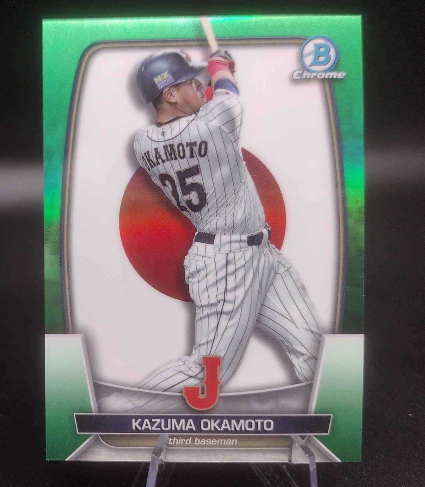2023 Bowman Chrome Kazuma Okamoto WBC Flag Green 96/99