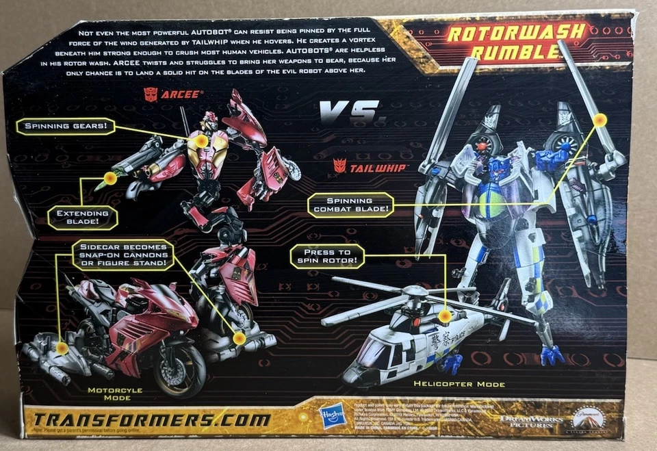 Transformers Rare Target Exclusive ROTORWASH RUMBLE Arcee vs Tailwhip 2010 NEW - Image 2 of 2
