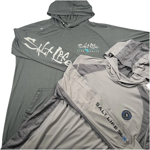 LOT OF 2* Salt Life SLX Performance Hoodie Mens M Fishing Sun Shirt Uvapor Beach