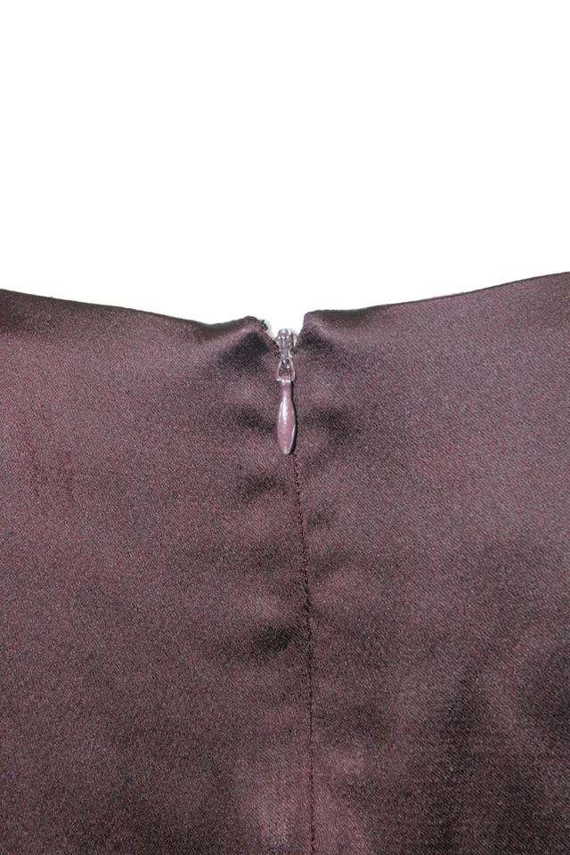 Vestido Emanuel Emanuel Ungaro Mujer Manga Larga Cuello Barco Satinado Marrón Talla 8 Foto 4 de 4