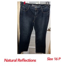 Natural Reflections Women's Jeans Dark Blue Denim Button Zip 5-Pocket Pockets