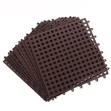 12Pack 12" x 12" Interlocking Rubber Bathroom Flooring Tiles Non-Slip Drainag...