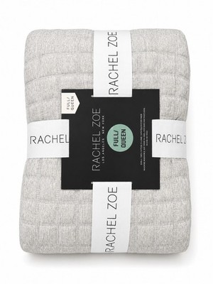 Rachel Zoe Full/Queen Gray Solid Cotton Quilted Quilt 92x96 Machine Washable