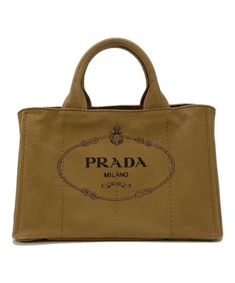 Sac fourre-tout en toile PRADA Canapa 1BG642 marron haut chanvre double... - Photo 1/4