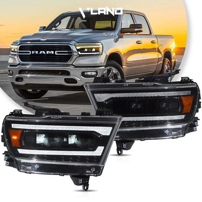 2*VLAND VOLL LED Projektor Scheinwerfer für Dodge Ram 1500 2019-24 Gelb Blinker