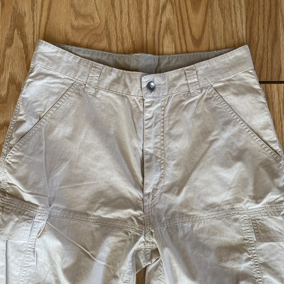 Y2K 男式 OP 运动工装短裤 32 码冲浪核心棉质米色 — 第 2/4 张图片