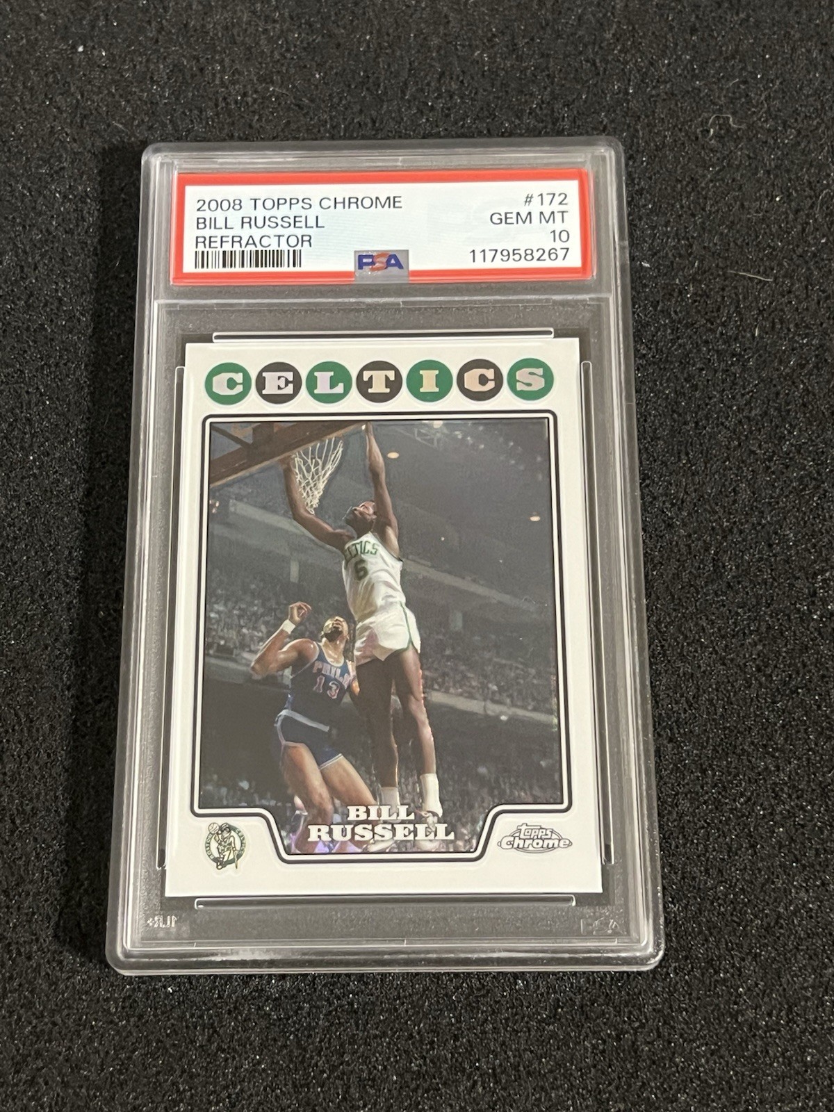 Bill Russell 2008-09 Topps Chrome Refractor #172 PSA 10 Celtics Low Pop HOF