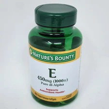 Nature's Bounty Vitamin E 450 mg (1000 IU) 60 Rapid Release Softgels Exp 07/2028