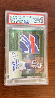 2018 Josh Allen Panini Certified AU JSY Mirror Green with Bills Logo_Rare_2/5