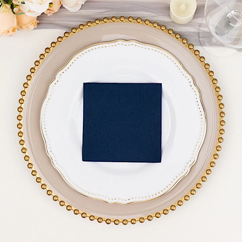NAVY BLUE 20 Square 10" x 10" Airlaid Paper Disposable Cocktail NAPKINS Party - Image 3 of 4
