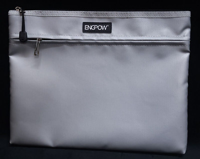 Gray Fireproof Document Bag Two Pockets Two Zippers Flame Safe Bag 13.4''x 10.2''