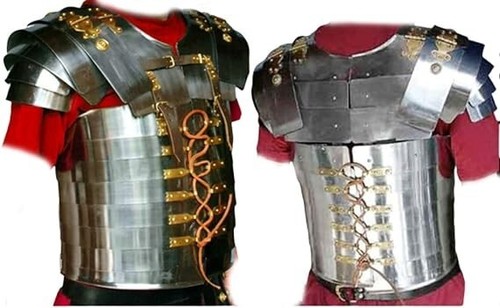 Disfraz de guerrero medieval romano Lorica Segmentata soldado militar armadura corporal SCA - Imagen 12 de 13