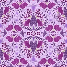 Feline Drive Fabric CURIOUS GARDEN Hive Mind Grape Cats - Sold by the Yard