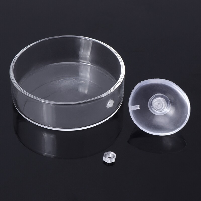 Aquarium Shrimp Feeding Dish with Suction Cup Glass Feeder Bowl Round