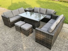 Fimous Rattan Outdoor Furniture Sofa Set Adjustable Rising Lifting Dining Table