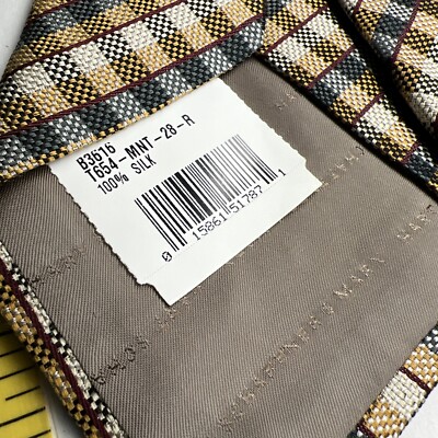 Hart Schaffner Marx 100% Silk Tie Made In Italy58”x4” Checkered