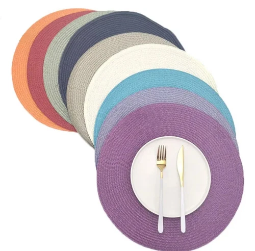 Woven Table Place Mats Large Round Place mat Dining Tableware Washable Dinner UK - Picture 2 of 30