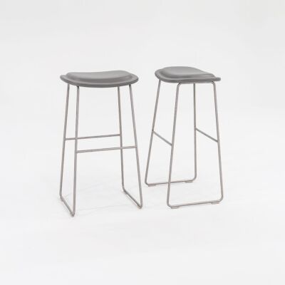 2015 Hi-Pad Bar Stools by Jasper Morrison for Cappellini Grey Leather, 12+ Avail