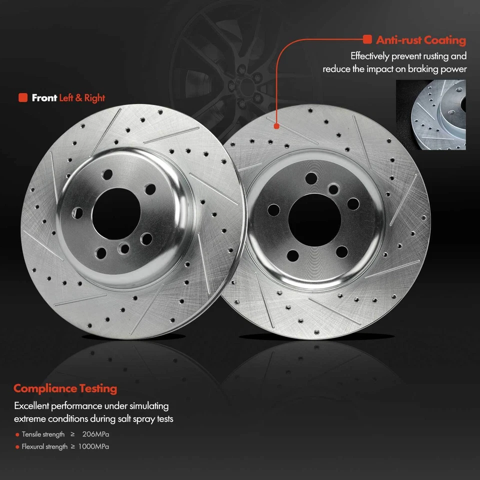 6x Rotores perforados delanteros y pastillas de freno de cerámica para BMW F10 535i 2011-2016 535d 640i Foto 4 de 4