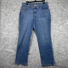 Lee Jeans Women's Size 14 Straight leg Relaxed Fit Blue Cotton Blend