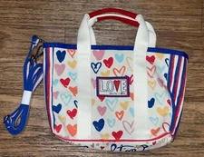 Brighton Red White and You Mini Canvas Tote Bag with Hearts and Love, New!