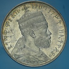 ETIOPIA MENELIK II 1/2 BIRR 33 1887 A SILVER COIN ARGENTO MONETE DA COLLEZIONE