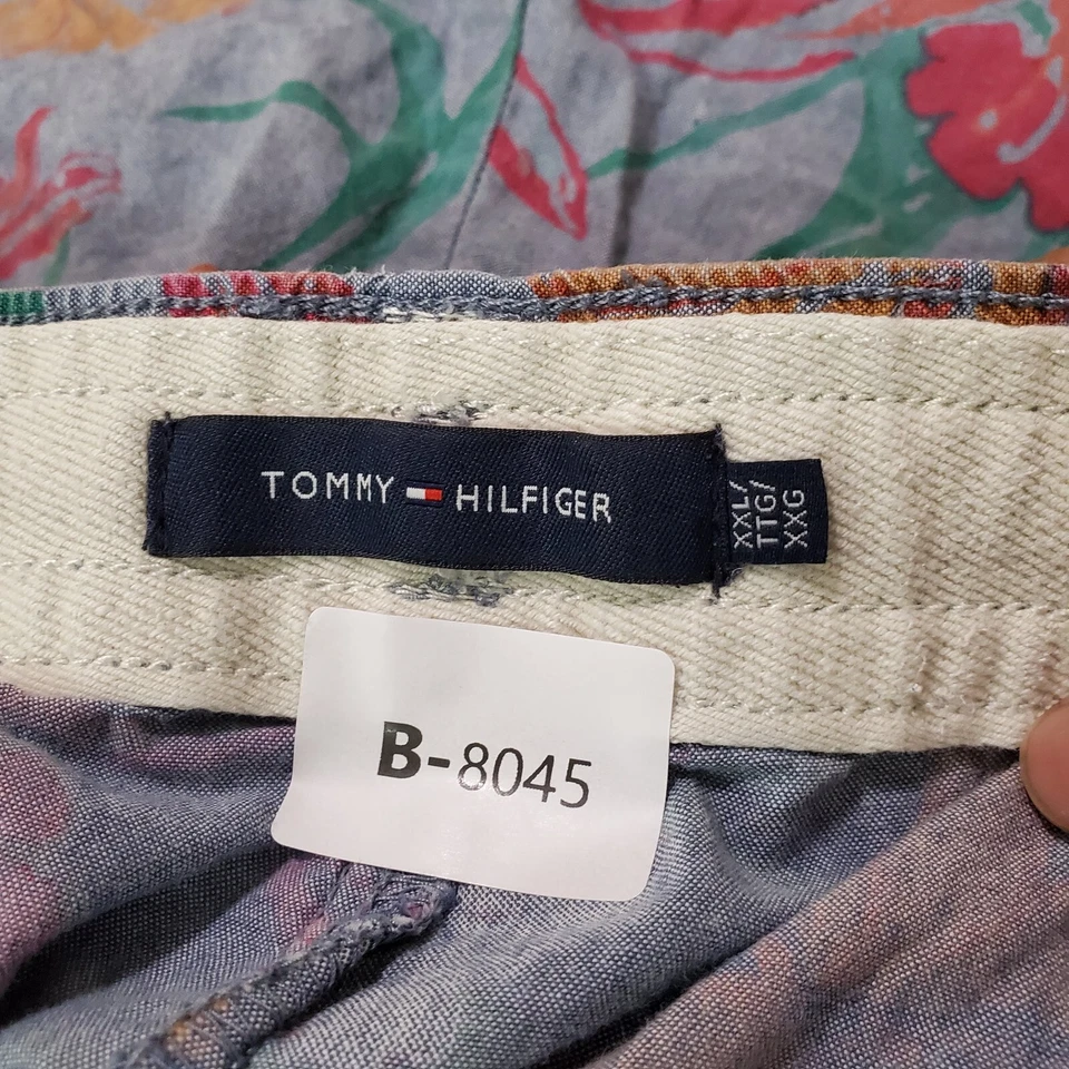 Tommy Hilfiger Hombres Pantalones Cortos 2XL Gris Floral Hawaiano Cordón 7" Entrepierna LEER Foto 2 de 4