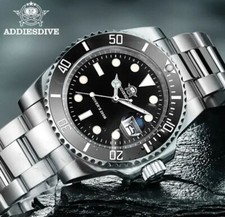 🔝 ADDIESDIVE SUBMARlNER MYH3 NERO MIYOTA JAPAN 2115 SUB 200M HARDLEX OROLOGIO ⌚