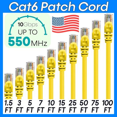 Yellow Cat6 Patch Cord Lan Internet Network Cat6 Cable Ethernet Router Cable LOT
