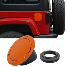 Orange Fuel Filler Door Gas Cap Tank Lid Cover For Jeep Wrangler JK JKU 2007-17