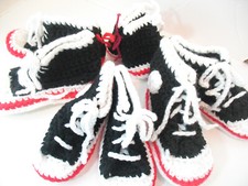 1 Pair Handmade Crocheted Infant Baby Toddler Sneakers converse Booties Vintage